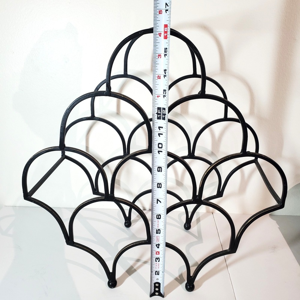 Black Wrought Iron 8-Bottle Freestanding Arch Wine Rack Countertop Display Stand - Picture 9 of 9